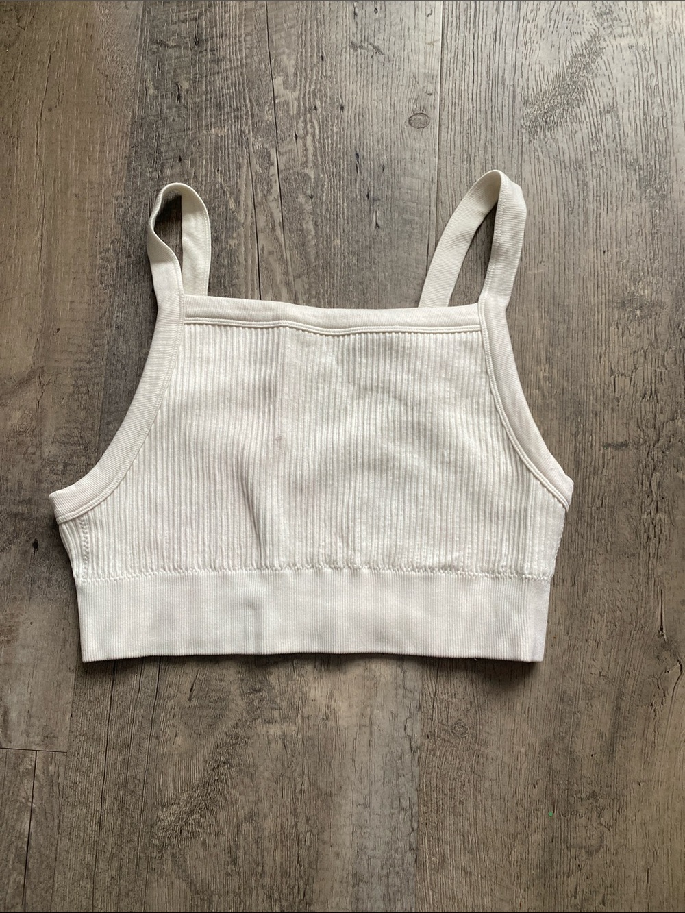 Harlow Ribbed Square Neck Cropped Tank in Cream
